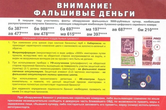Сотрудники полиции напоминают ачинцам, как обезопасить себя от фальшивомонетничества
