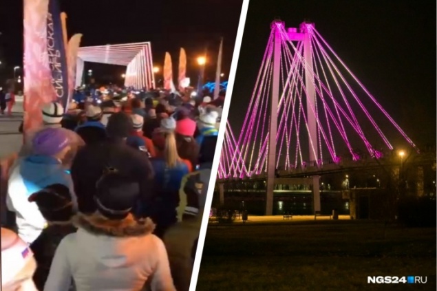 Сотни красноярцев с фонариками устроили 5-километровый забег на остров Татышев в «Час Земли»