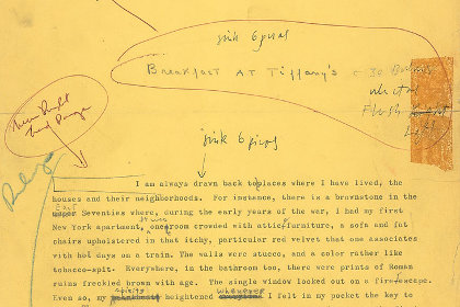 Рукопись романа «Завтрак у Тиффани» выставили на аукцион