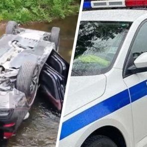 «Никто BMW не терял?»: сотрудники ГИБДД разыскивают владельца автомобиля, застрявшего в реке